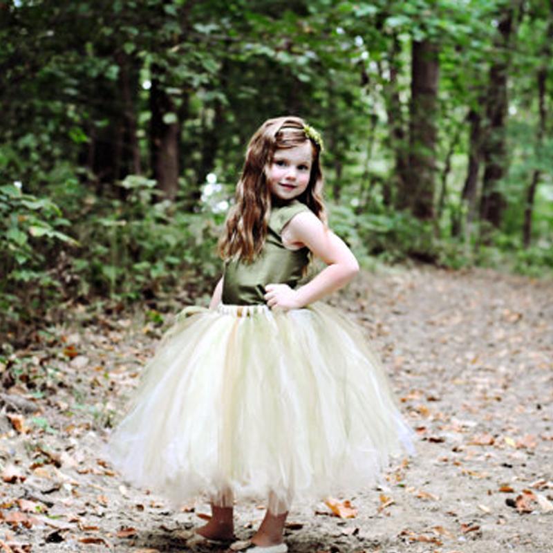 Green Satin Top Tulle Flower Girl Dresses, Cheap Popular Pixie Tutu Dresses,  FG023