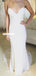 Charming Spaghetti Straps Backless Sheath V-Neck Satin Chiffon Wedding Dress, FC1583