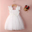 Cute V Neck Tulle Ivory Mini Flower Girl Dresses, Weding Cheap Little Girl Dresses, FGS019