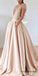 Cap Sleeve A-line Satin Beaded Inexpensive Long Tulle Prom Dresses, FC1973