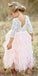 A-Line Lace Top 3/4 Sleeve Tulle Flower Girl Dresses, Tea-Length Lovely Little Girl Dresses, FC2176