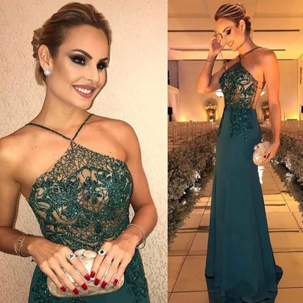 Sexy See-Through Backless Prom Dress, Mermaid Beaded Prom Dress, D232