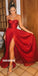 Red Chiffon Sweetheart A-line Sexy Slit Backless Prom Dresses, FC2331