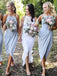 Elegant Jersey Simple Designed Sleeveless Slit Bridesmaid Dress, FC2512