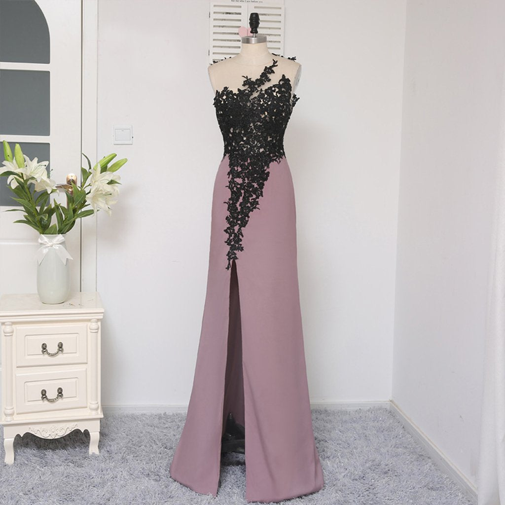 Long Prom Dresses, Sleeveless Prom Dresses, Satin Party Prom Dresses, Open Back Prom Dresses, Side Split Mermaid Prom Dresses, Applique Prom Dresses Online, LB0280