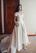 Off the Shoulder Split Ivory Long Wedding Dress with Short Train, 220002