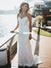 Charming Mermaid Sequin Spaghetti Straps V-neck Sparkle Wedding Dresses, FC3927