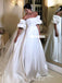 Elegant A-line Satin Floor-Length Straight Neckline Wedding Dresses, FC4022