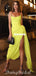 Chiffon Simple Designed Backless Tea-length Yellow Prom Dress, FC4448