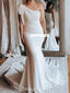 Simple Mermaid One-Shoulder Cheap Long Wedding Dresses, FC4722