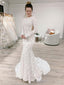 Stunning Mermaid Lace Long Sleeves Wedding Dress with a Detachable Train, FC4945