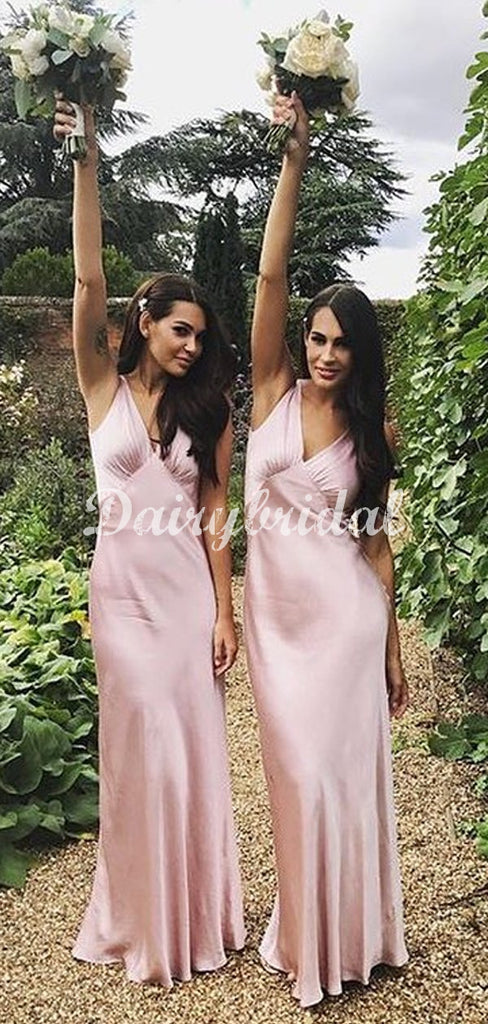 Charming Mermaid Sexy V-neck Sleeveless Long Bridesmaid Dress, FC4997