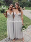 Popular A-line Tulle Spaghetti Straps V-neck Backless Bridesmaid Dress, FC5130