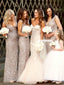 Sparkle Mermaid Sequin V-neck Sleeveless Bridesmaid Dress, FC5191