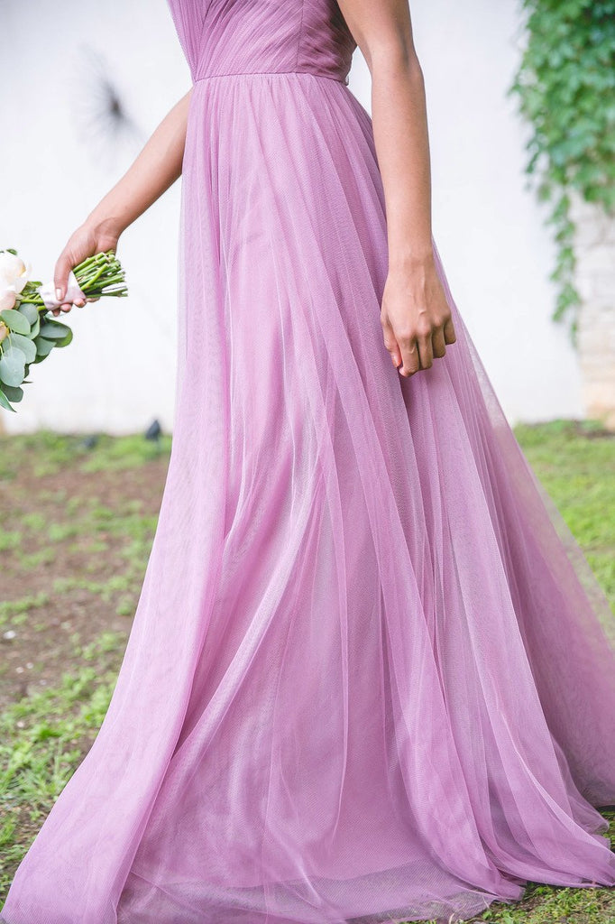 Long Bridesmaid Dress, Tulle Bridesmaid Dress, Spaghetti Straps Bridesmaid Dress, Floor-Length Bridesmaid Dress, Sleeveless Bridesmaid Dress, V-Back Bridesmaid Dress, LB0590