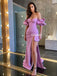 Off Shoulder Mermaid Sexy High Slit Long Prom Dresses, FC5981