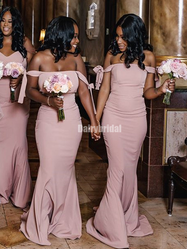 Charming Off Shoulder Mermaid Backless Bridesmaid Dress, FC6016