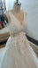 Charming V Neck Handmade Flowers Pretty See Through Back Bridal Gown, WG618