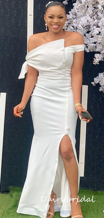 Off Shoulder Mermaid Elegant Side Slit Long Bridesmaid Dress, FC6190