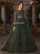 Honest Long Sleeve A-line Tulle Floor-length Prom Dresses, FC6324