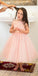 Pink A-Line Tulle Flower Girl Dresses, Popular Applique Little Girl Dresses, FC650