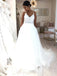 Spaghetti Straps Lace Top Organza Wedding Dresses, Tulle A-Line V-Neck Wedding Dresses, FC676