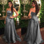 Grey Charming Satin Backless A-Line Vintage Prom Dresses, D732