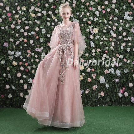 Tulle Prom Dress, Elegant Prom Dress, Beading Prom Dress, A-Line Prom Dress, Applique Prom Dress, DA899