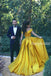 Off the Shoulder Prom Dress, Soft Satin Prom Dress, Beading Prom Dress, Yellow Prom Dress, A-Line Prom Dress, DA914