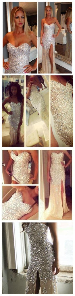 Sexy Long Mermaid Rhinestone Evening Prom Dresses, PD0098