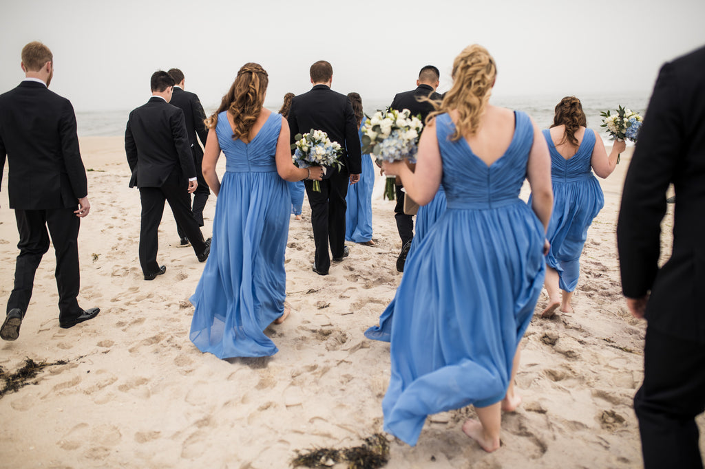 A-line Chiffon V-neck Simple Backless Bridesmaid Dress, FC1775