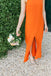 Simple Sleeveless Bright Chiffon Slit Cheap Bridesmaid Dress, FC1876