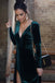 Charming A-line Velvet Long Sleeves V-neck Slit Sexy Bridesmaid Dress, FC4759