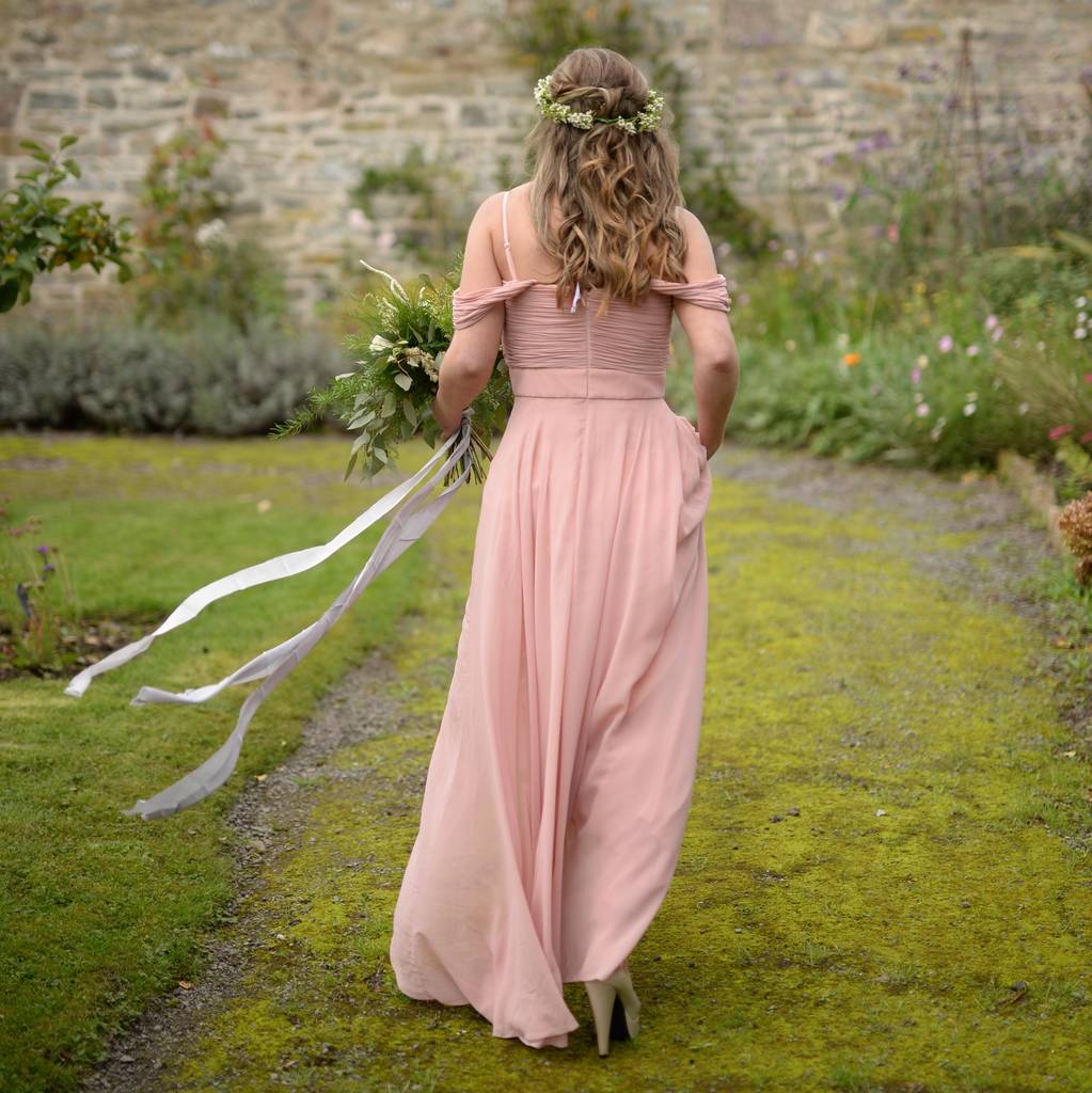 Off Shoulder Chiffon A-line Simple Long Bridesmaid Dress, FC5786