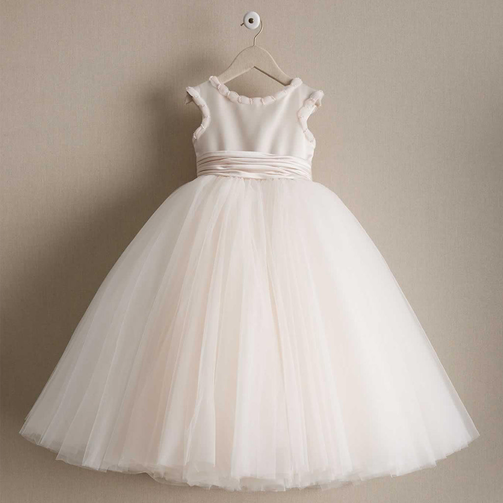 Tulle Cheap A-Line Flower Girl Dresses, Popular Little Girl Dresses with Bow-Knot, D998