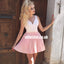 Newest V-Neck Pink Homecoming Dress, Applique Cheap A-Line Homecoming Dress, D1245