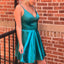 Spaghetti Straps Backless V-Neck Homecoming Dress, Cheap Satin A-Line Homecoming Dress, D1279