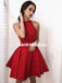 New Arrival Open-Back Homecoming Dress, Cheap Sleeveless Satin Homecoming Dress, D1297