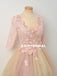 Pink A-Line Beaded Homecoming Dress, Short Sleeve Applique Tulle Homecoming Dress, D1316