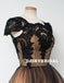 Newest Cap Sleeve Black Lace Homecoming Dress, Tulle A-Line Backless Homecoming Dress, D1319