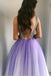 Deep V-Neck Tulle A-line Backless Beaded Prom Dresses, FC1603