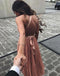 V-Neck Tulle A-Line Backless Simple Tea-Length Prom Dresses, FC1711