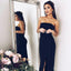 Black Straight Neckline Mermaid Backless Slit Prom Dresses, FC2030