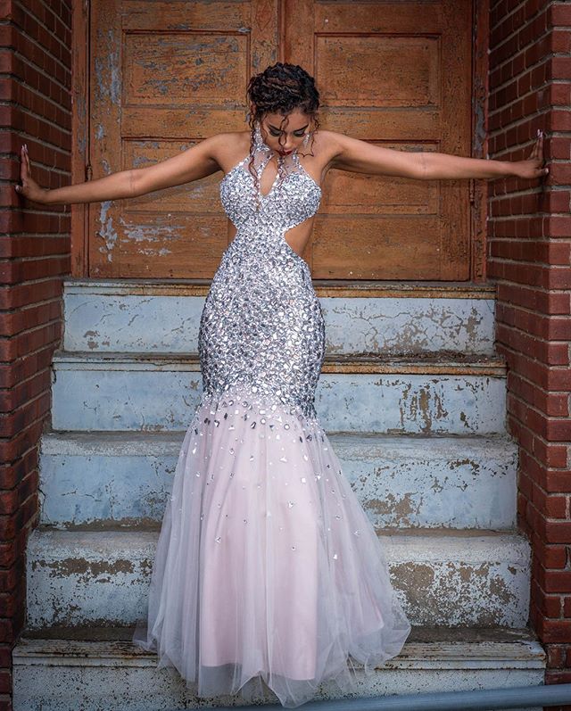 Luxury Beaded Mermaid Backless Tulle Prom Dress, FC2693