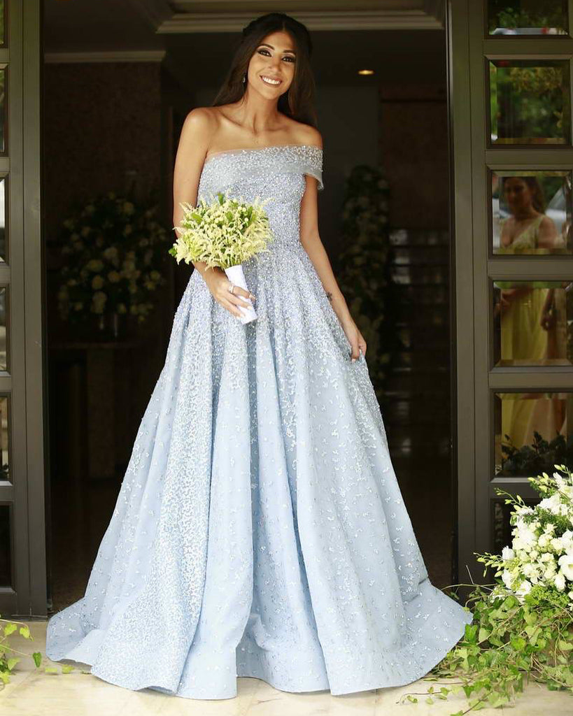 Gorgeous A-line Off Shoulder Floor-Length Prom Dress, FC3767