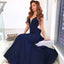 Navy Mermaid Sexy Prom Dresses, Jersey Backless Prom Dresses, D1348