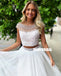 Elegant A-line Round Neck Tulle Backless Beaded Two Pieces Prom Dress, FC5239