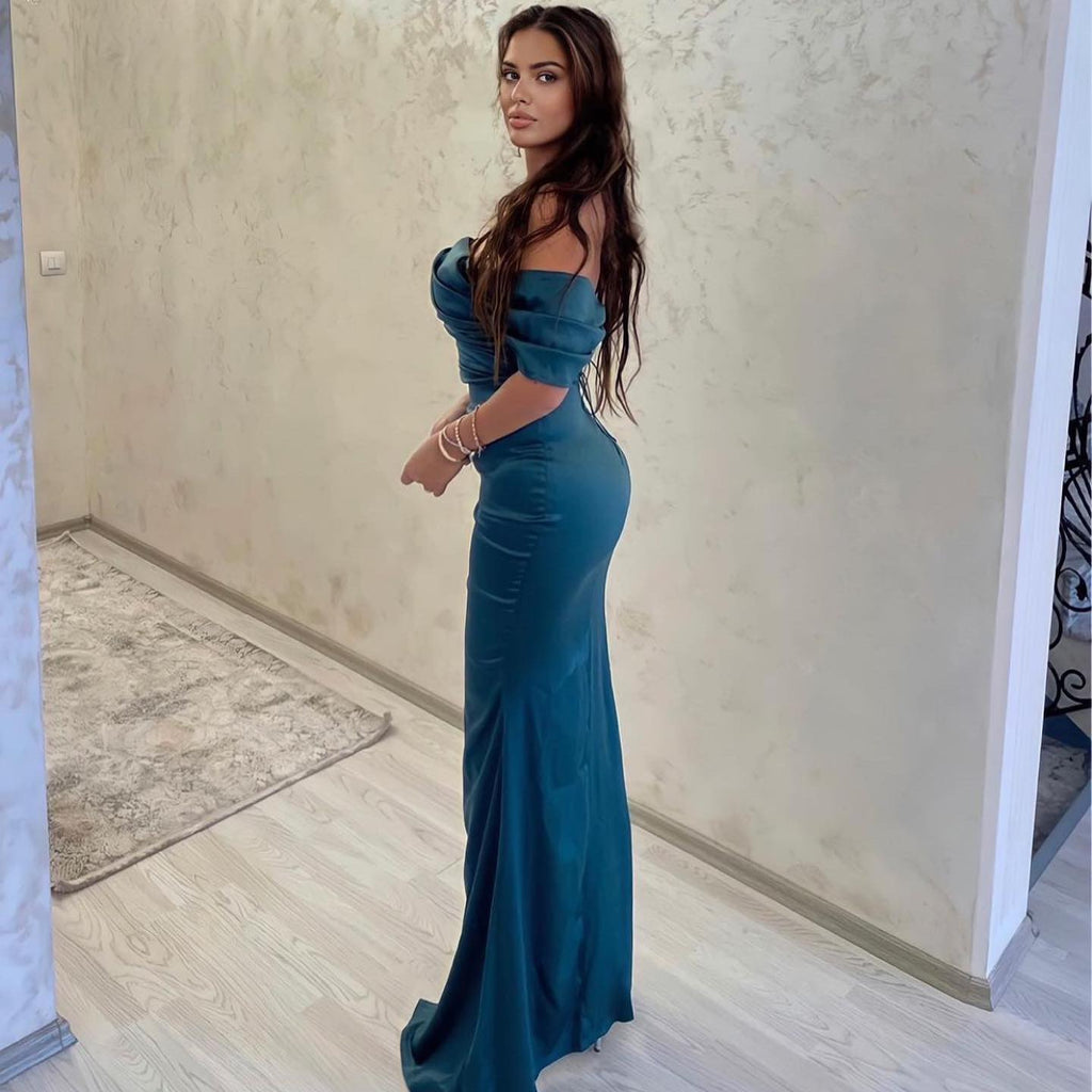 Charming Off Shoulder Mermaid Sexy Slit Long Prom Dresses, FC6592