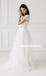 Vintage Two Pieces Cap Sleeve Lace Top White Lace Long A-Line Tulle Backless Wedding Dresses, D840