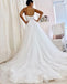 Spaghetti Straps Lace Top Organza Wedding Dresses, Tulle A-Line V-Neck Wedding Dresses, FC676